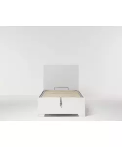 LETTO SINGOLO CONTENITORE CON PIEDINI "HI BOX" BIANCO 90X190 CM